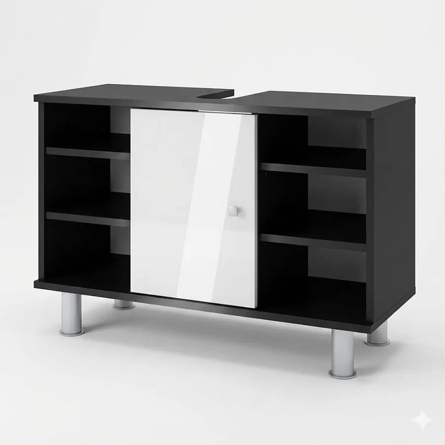 Szafka pod umywalkę antracyt/biały wysoki połysk 80x32x54 fynn