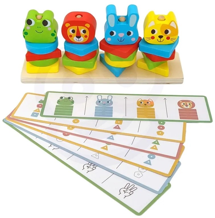 Woopie green układanka montessori piramidka zwierzątka 27 el. fsc