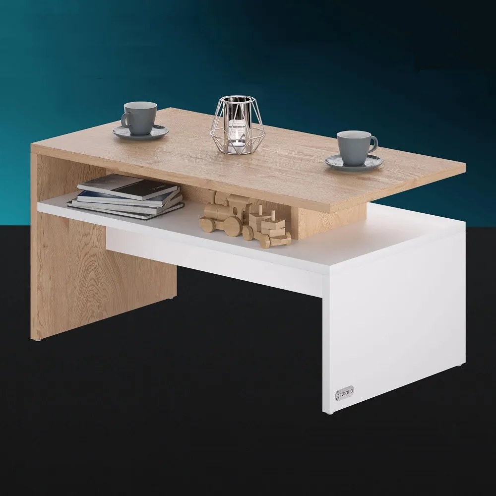 Stolik konferencyjny SACRAMENTO, 95x55x50cm, biała/brązowa Casaria