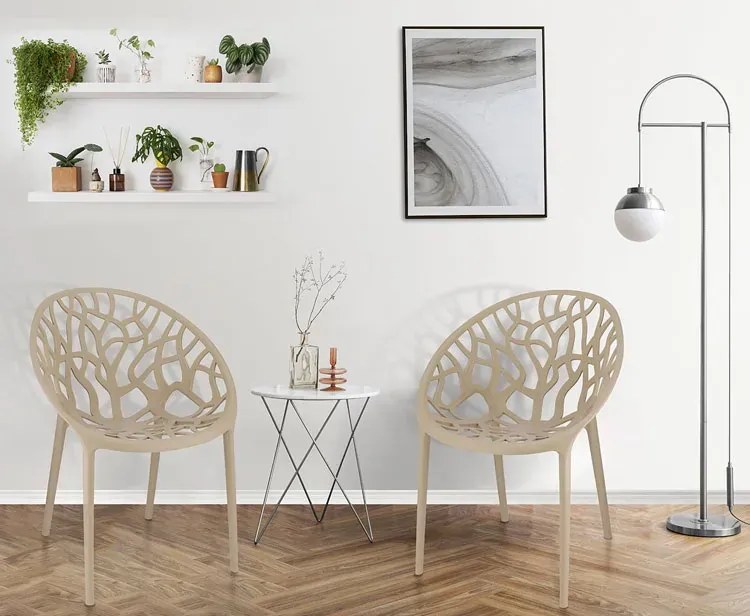 Beżowe nowoczesne krzesło ażurowe D9-T53