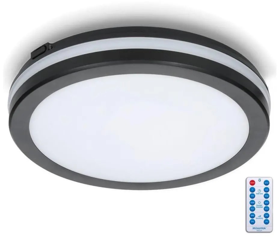 LED Plafon łazienkowy z czujnikiem LED/18W/230V śr. 30 cm czarny + pilot