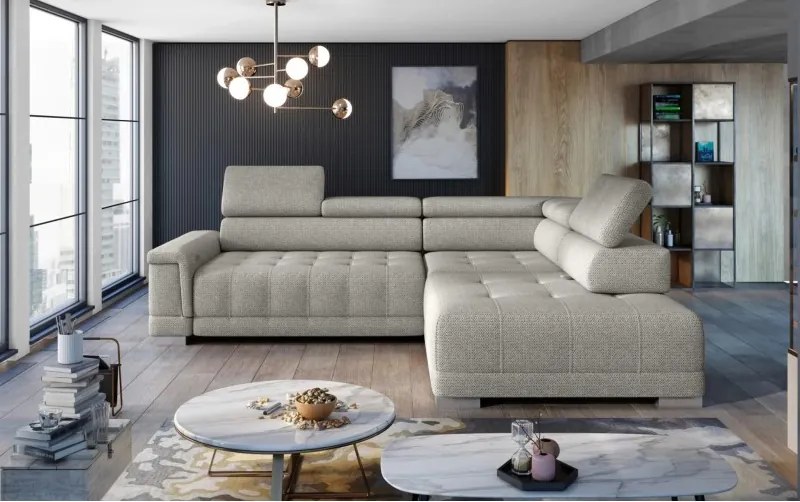 Narożnik CAMPO L z elektryczną regulacją siedziska Prawostronny w tkaninie MEMPHIS 04 WERSAL