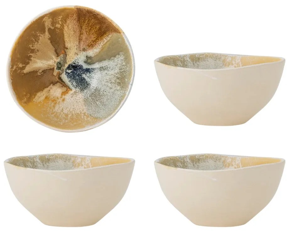 Kremowe kamionkowe miski zestaw 4 szt. 525 ml Lacey – Bloomingville