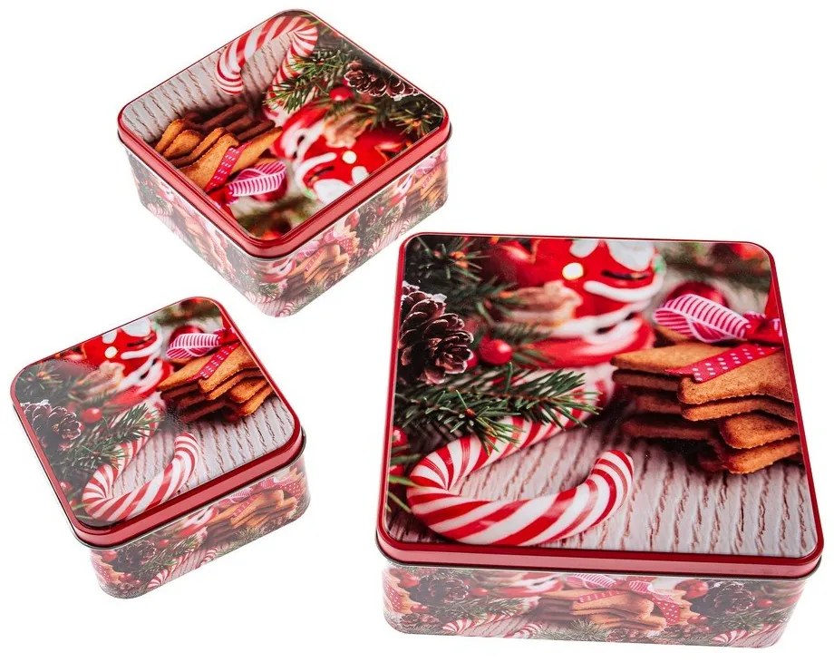 Metalowe pojemniki na pierniki 3 szt. Christmas – Dakls