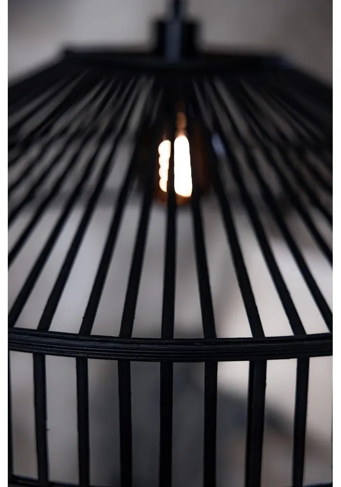 Czarna lampa wisząca z bambusowym kloszem ø 70 cm Tapa – Markslöjd