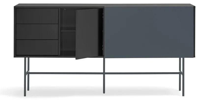 Czarno-antracytowa niska komoda z drzwiami przesuwnymi 180x91 cm Nube – Teulat