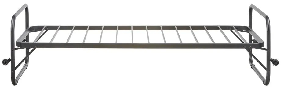 Czarne metalowe łóżko jednoosobowe ze stelażem 90x200 cm Lucy – WOOOD