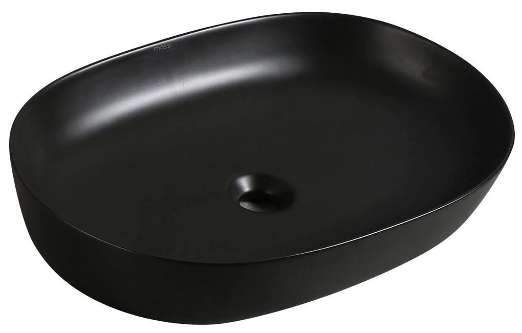 Umywalka ceramiczna nablatowa owalna czarna 60 x 41 cm VIRVE black Slim cienki rant