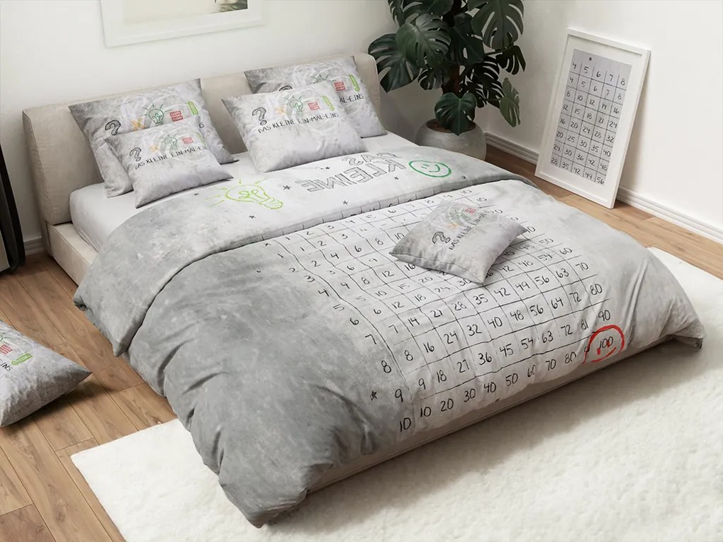 PrzytulneMieszkanie.pl PrzytulneMieszkanie.pl Pościel dziecięca NUMBERS szara Rozmiar pościeli: 80 x 80 cm | 135 x 200 cm