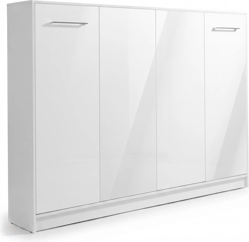 Półkotapczan poziomy BASIC 90x200 | 120x200 | 140x200 w białym połysku na frontach z szafami i nadstawką do wyboru
