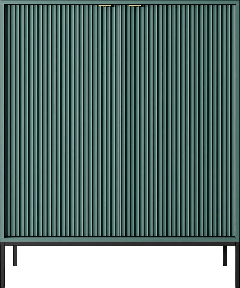 Komoda: 2 drzwi, labrador, czarna, 104 x 125 x 39 cm, złote uchwyty