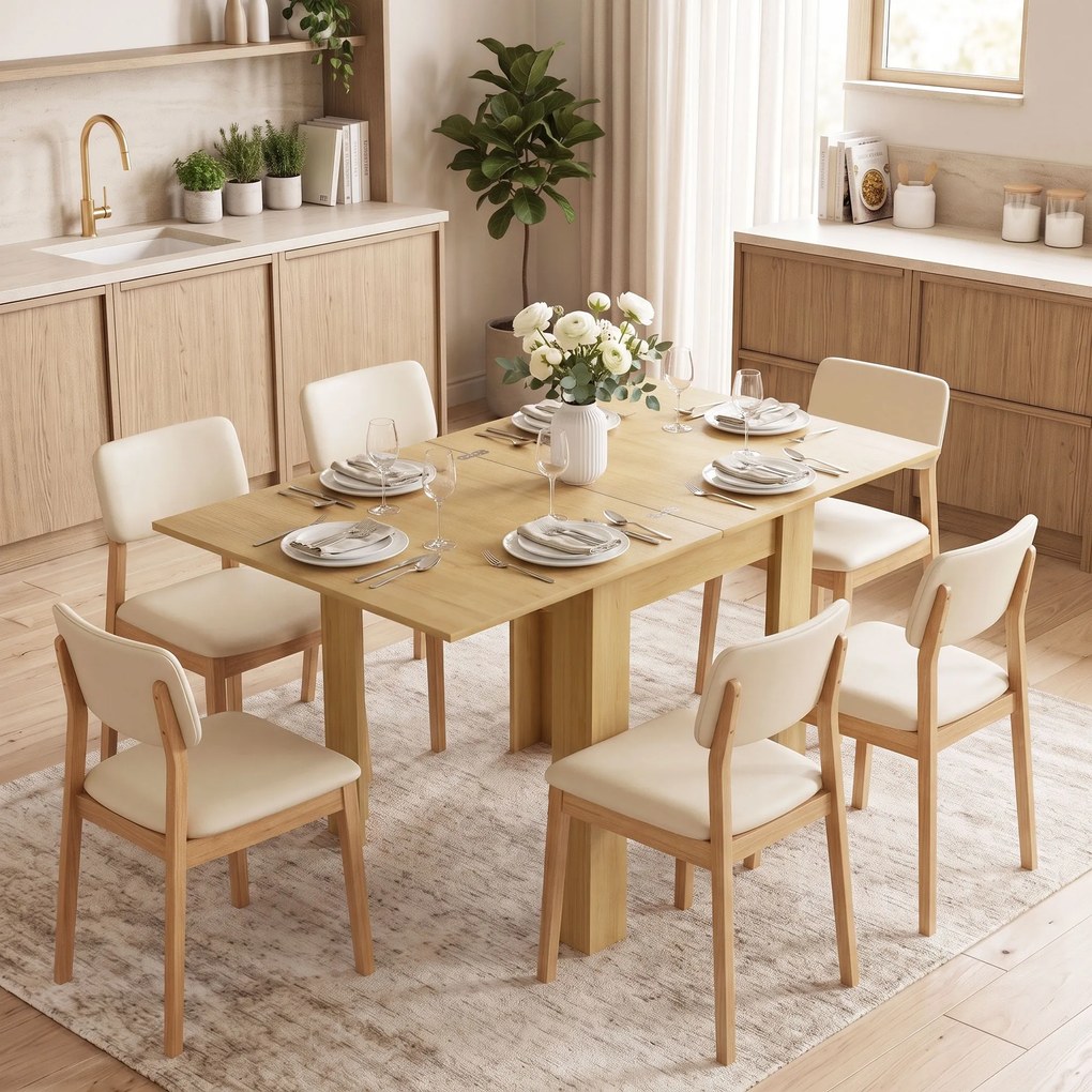 HOMCOM Stół rozkładany 70/140 x 80 cm Nowoczesny stół jadalniany dla 4–6 osób Oszczędzający miejsce do kuchni i jadalni | Aosom PL