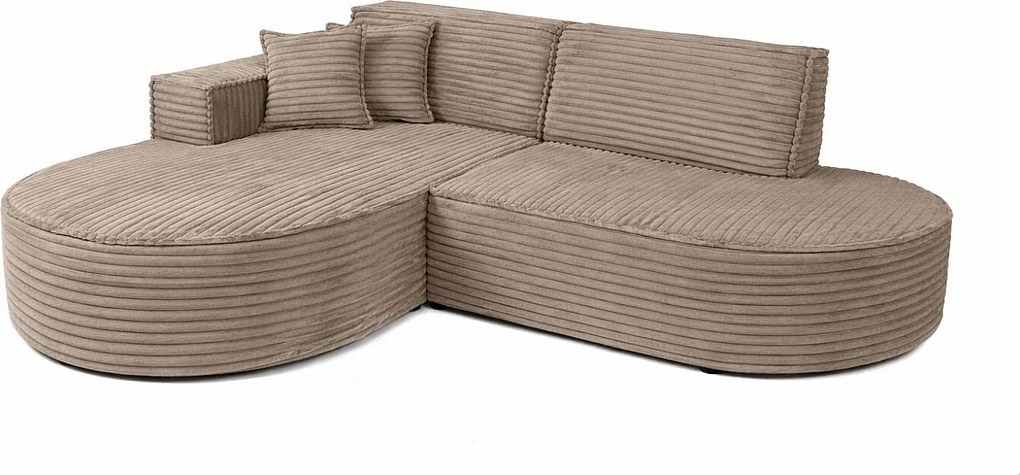 Narożnik w kształcie L, tkanina sztruksowa Velo, Beżowy, Lewy, Modena Studio