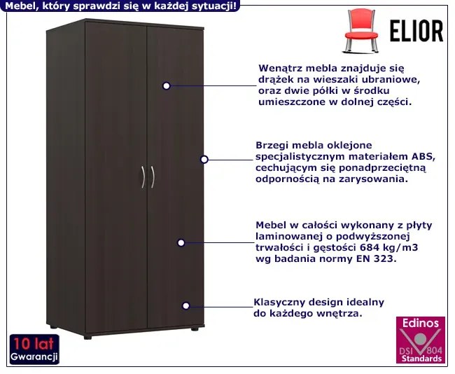Klasyczna szafa biurowa z drążkiem wenge Meblościanka dąb sonomaZ5-R03