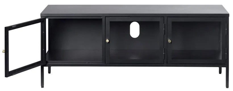 Czarna metalowa szafka pod TV 132x52 cm Carmel – Unique Furniture