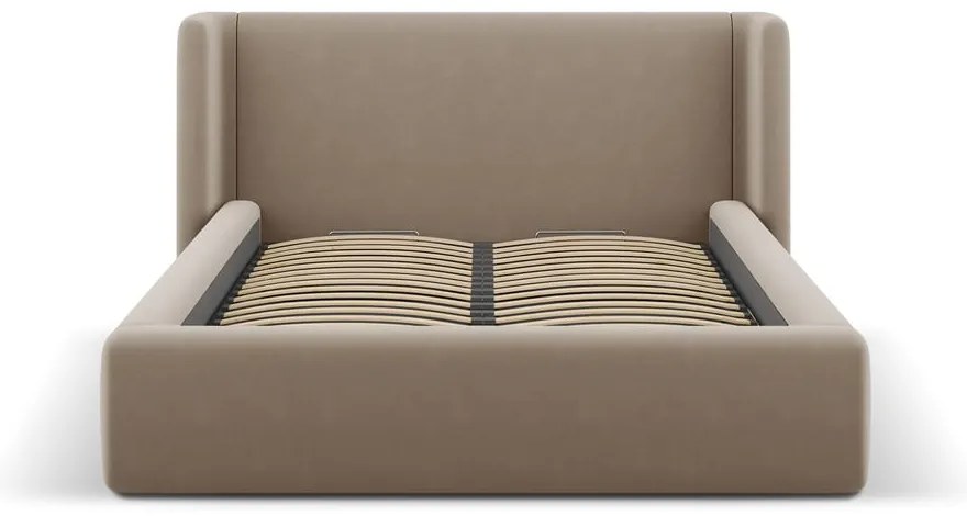 Jasnobrązowe tapicerowane łóżko dwuosobowe ze schowkiem ze stelażem 180x200 cm Jason – Windsor &amp; Co Sofas
