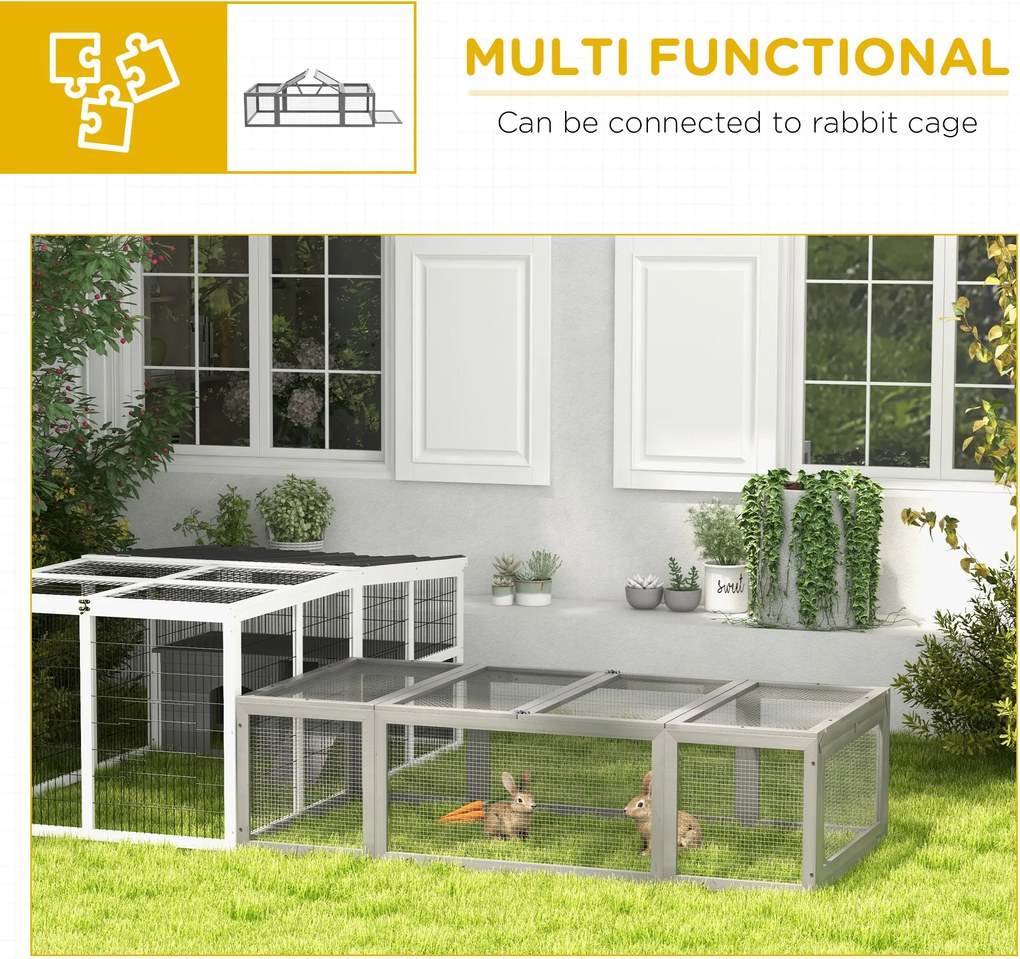 Pawhut Wybieg dla Małych Zwierząt z Otwieranym Dachem Drewno Świerkowe Szary