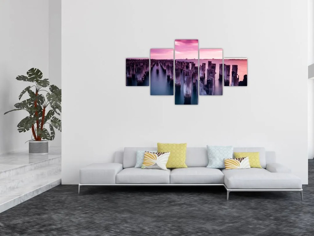 Obraz drewnianych palików (125x70 cm)
