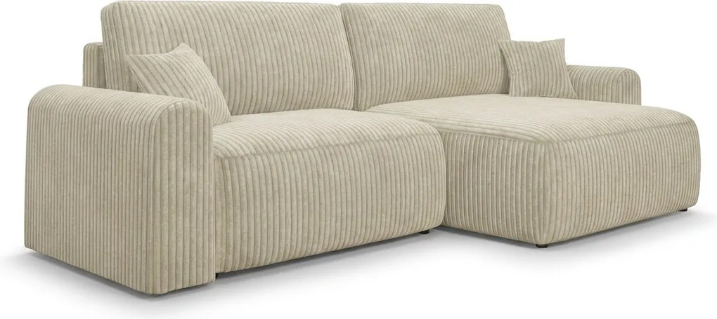 Rozkładany dwustronny zestaw wypoczynkowy w kształcie litery L NORDEN TILIA 250x140 cm, kremowy