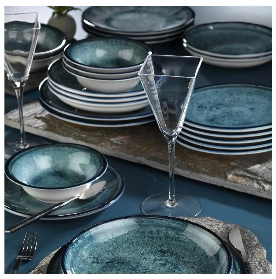 Zestaw obiadowy 18 szt. niebieski/porcelana