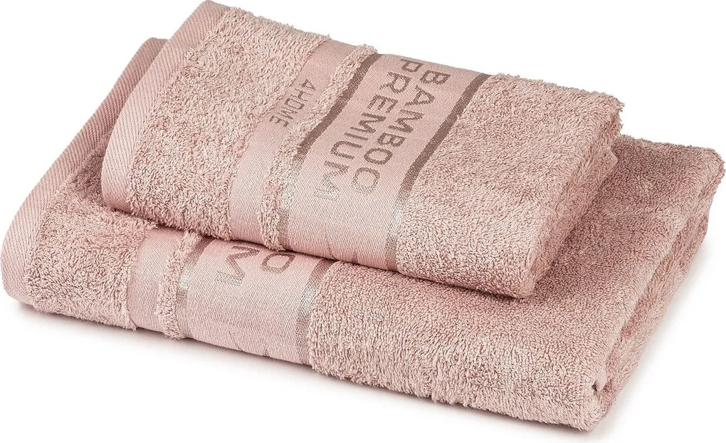 4Home Komplet Bamboo Premium ręczników różowy, 70 x 140 cm, 50 x 100 cm
