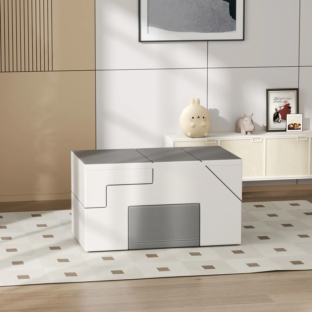 HOMCOM Zabawka do wspinaczki i zjeżdżania dla dzieci, wspiera rozwój motoryczny, skóra ekologiczna, pianka EPE, 86x49x47 cm, Szary