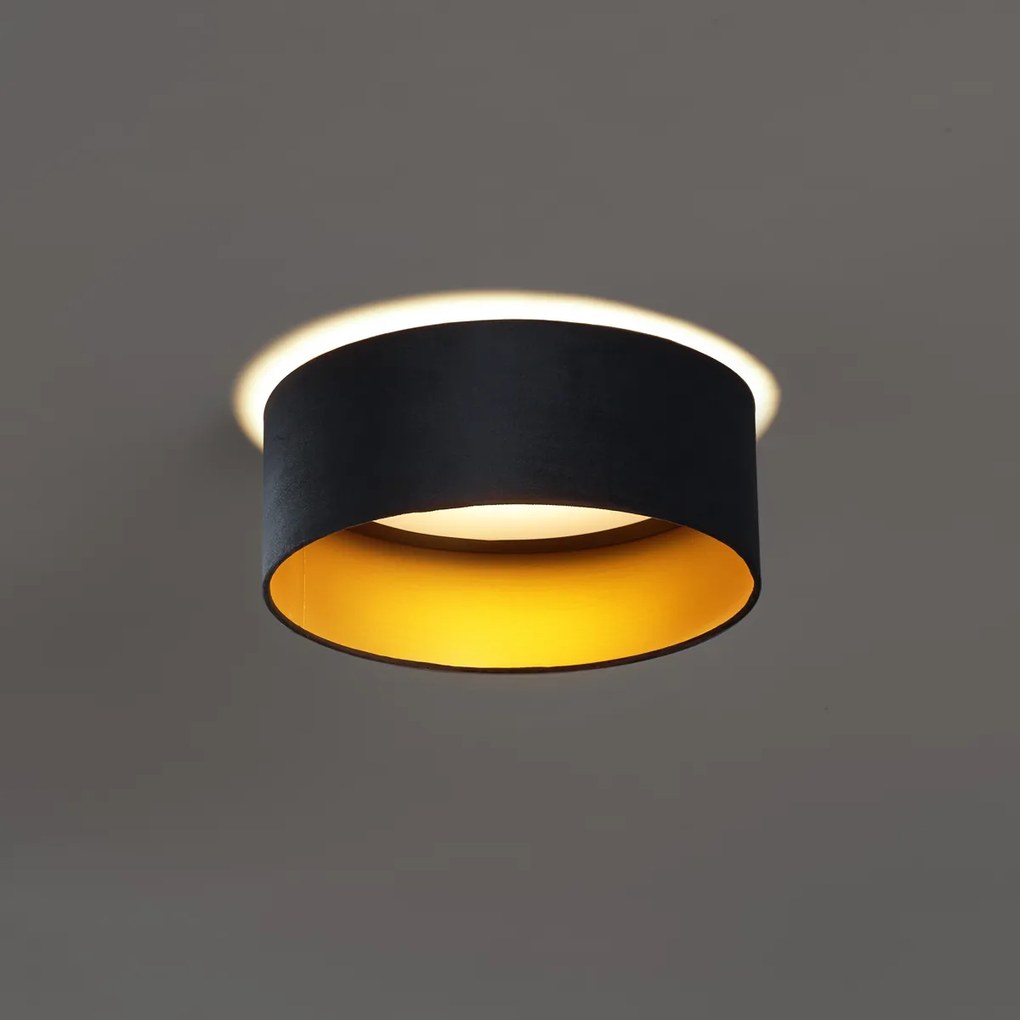Nowoczesna lampa sufitowa czarny aksamit 40 cm z LED z 3-stopniowym ściemnianiem - Sue