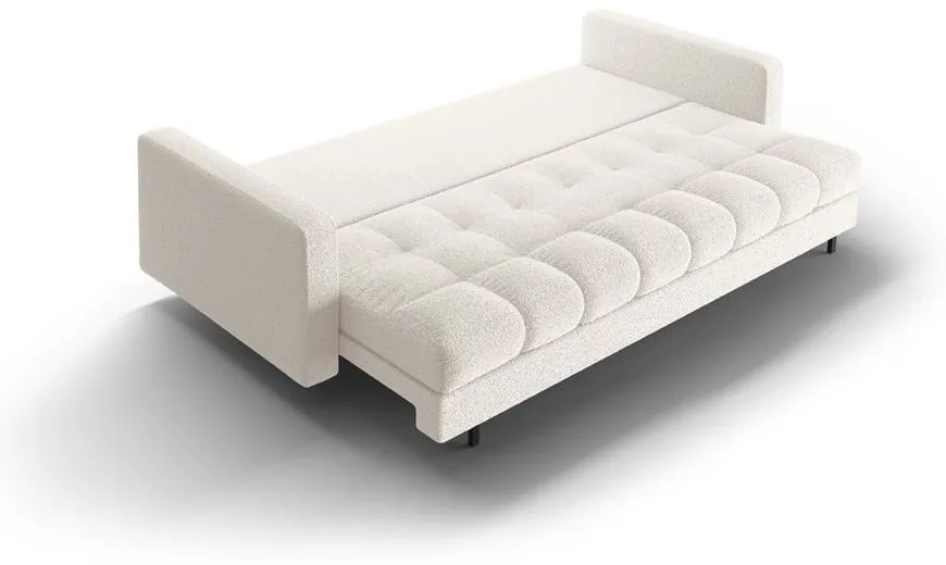 Kremowa rozkładana sofa ze schowkiem z materiału bouclé 222 cm Bali – Cosmopolitan Design