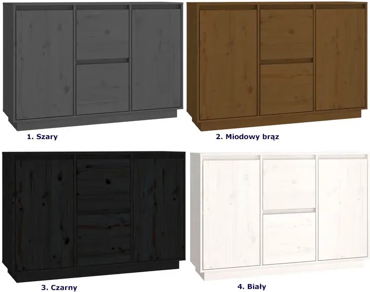 Szara komoda z litego drewna z 2 szufladami C5-P29