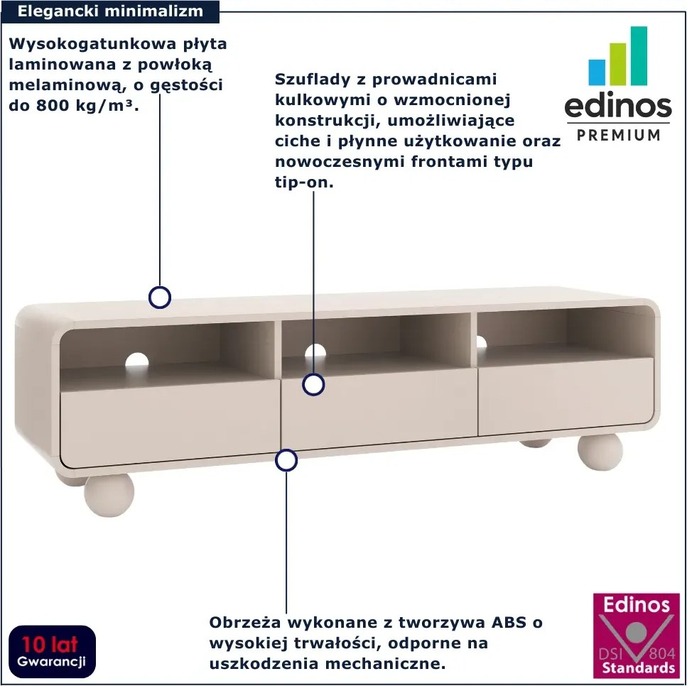 Kaszmirowa szafka pod telewizor z 3 szufladami 180 cm Z0-A89