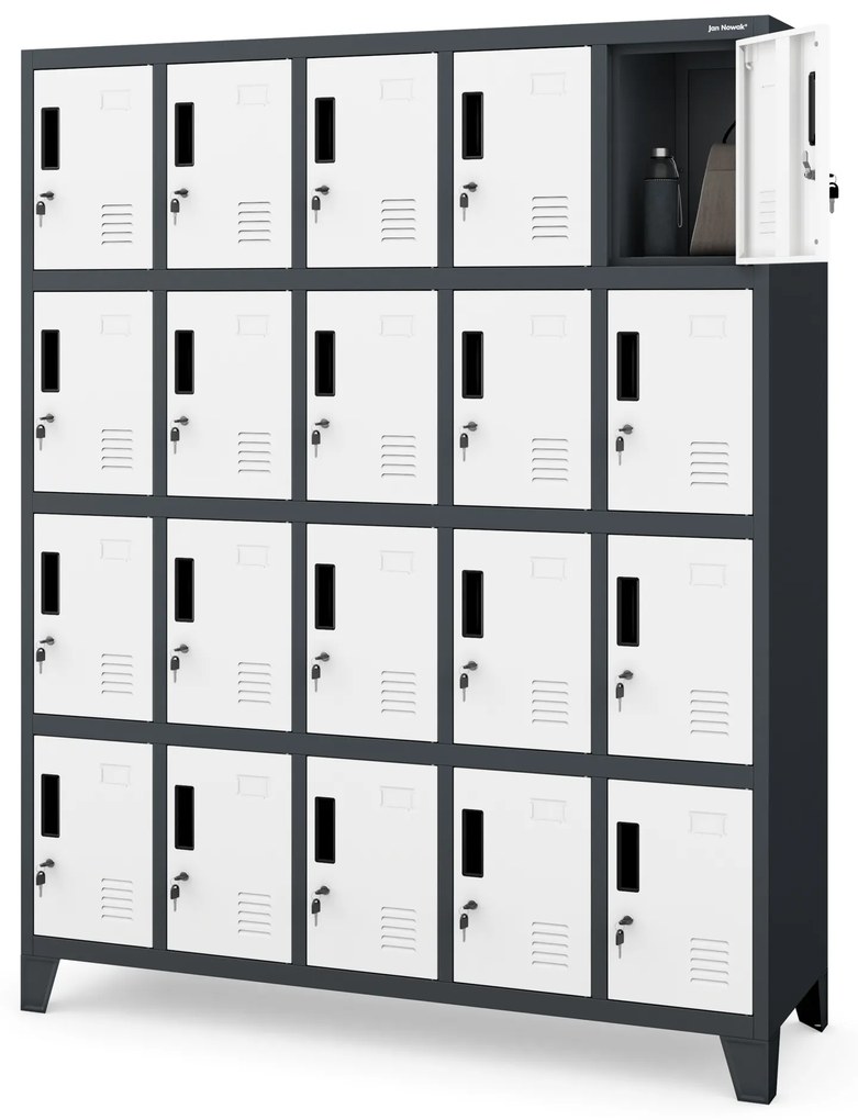 Szafa skrytkowa socjalna BHP antracytowo-biała: ROBERT, 1360 x 1720 x 450 mm