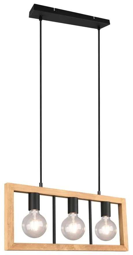Czarno-naturalna lampa wisząca Agra – Trio