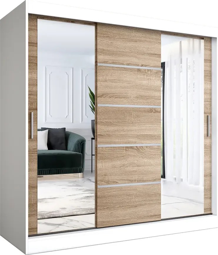 Szafa przesuwna 200 cm biały + dąb sonoma Z6-G94