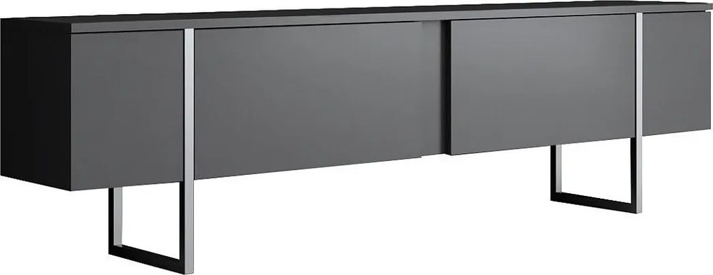 Elegancka szafka pod telewizor – 180 x 30 x 50 cm – Antracyt i srebro – Płyta wiórowa pokryta melaminą