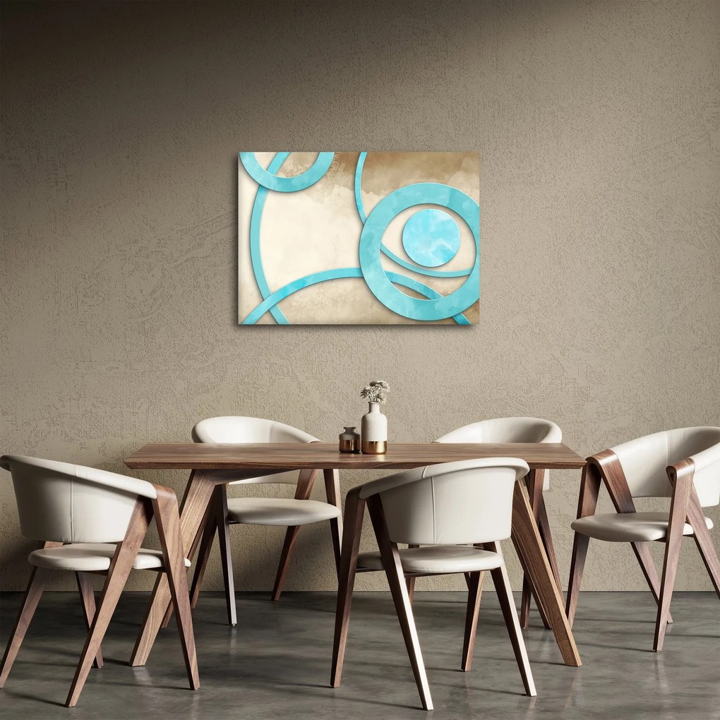 Obraz - Niebieskie koła na akwareli (70x50 cm)