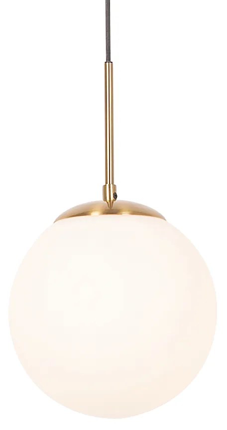 Lampa wisząca w stylu art deco złota z opalowym szkłem - FloreDesignerski Oswietlenie wewnetrzne