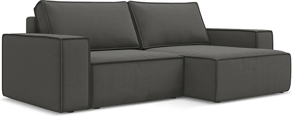 Narożnik prawostronny z funkcją spania - z tkaniny welwetowej - stalowy - KIMO