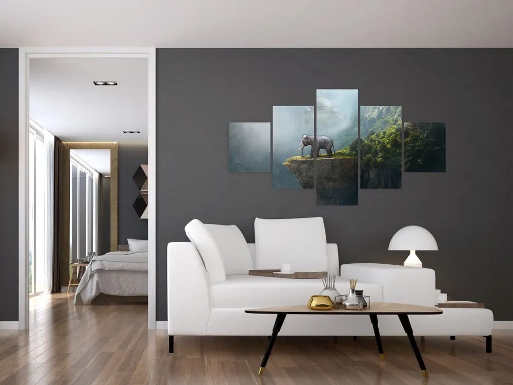 Obraz - Słonie na szczycie Tadż Mahal (125x70 cm)