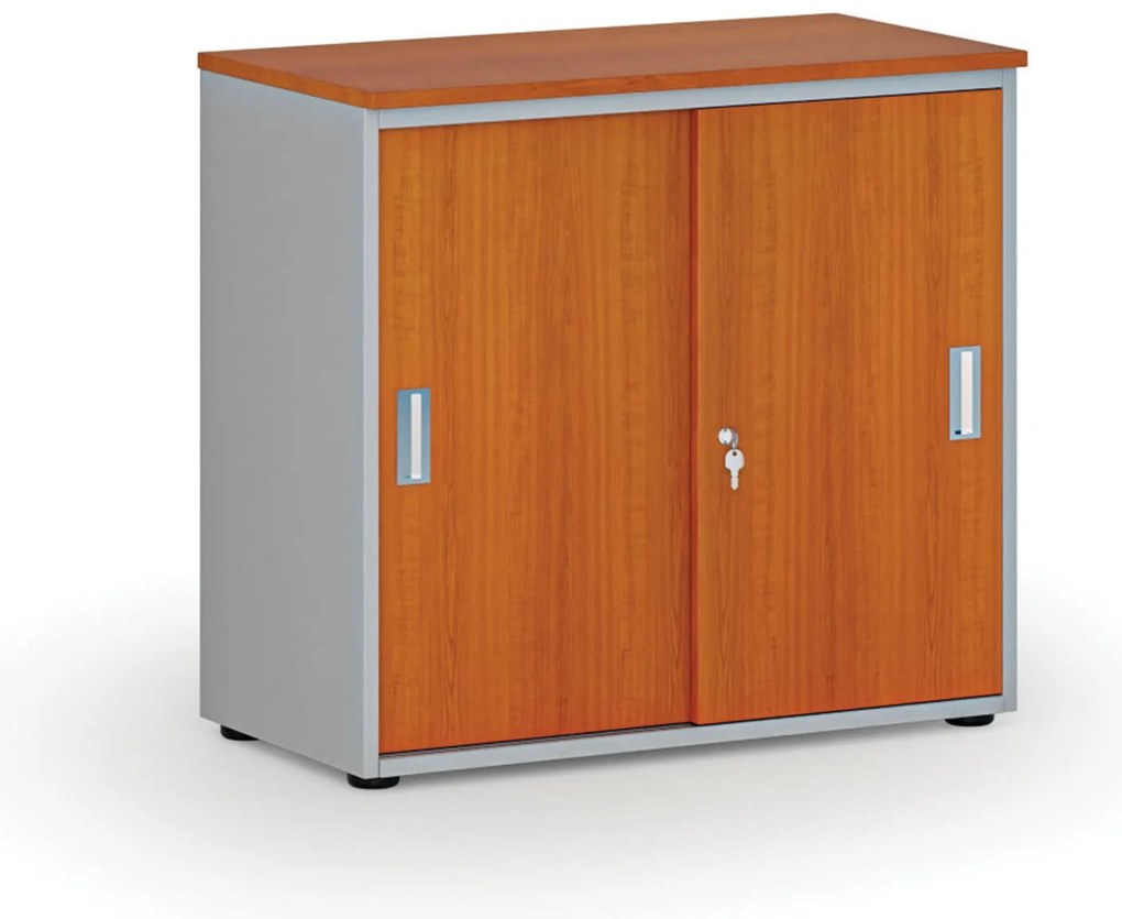 Szafa biurowa z drzwiami przesuwnymi PRIMO GRAY, 800 x 420 x 740 mm, szary/wiśnia