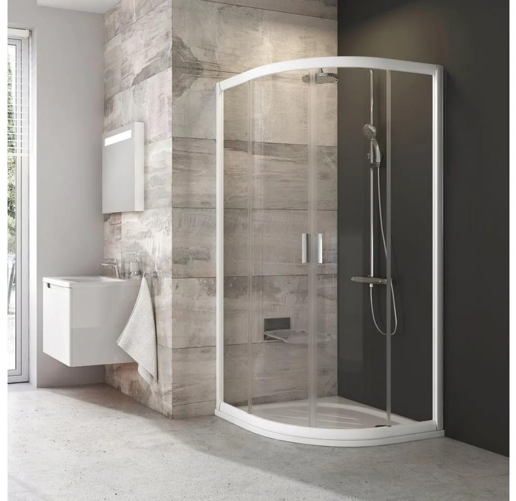 Ravak 3B270100Z1 - Czteroczęściowa, półokrągła kabina prysznicowa BLIX 90x90 cm, biała