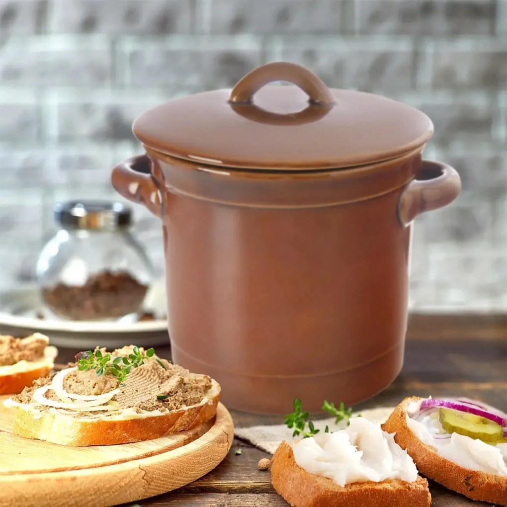 Orion Ceramiczny garnek do smalcu z pokrywką, 1,1l