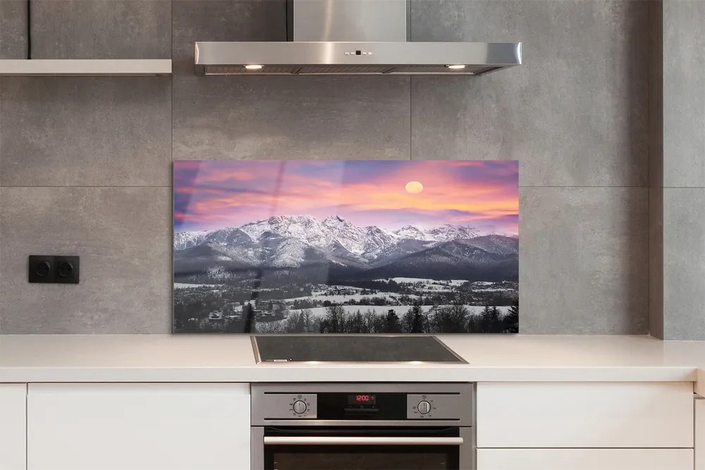 Panel szklany do Kuchni Góry w Zimowej Szacie