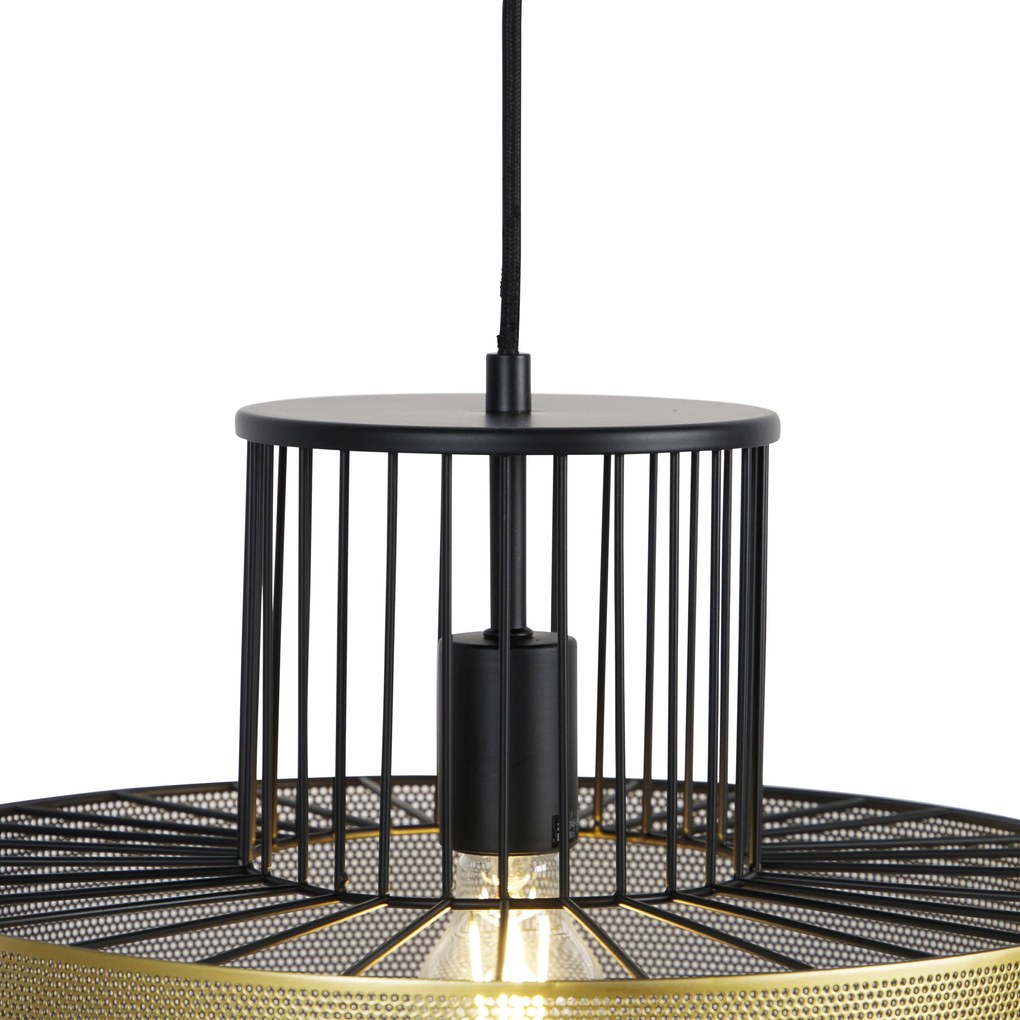 Designerska lampa wisząca złota z czarną 40 cm - TessDesignerski Oswietlenie wewnetrzne