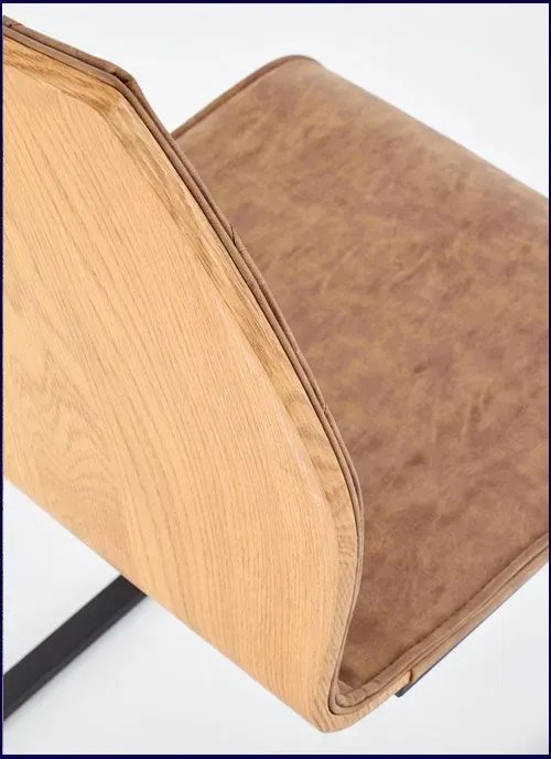 Brązowe industrialne krzesło metalowe na płozach F8-S56