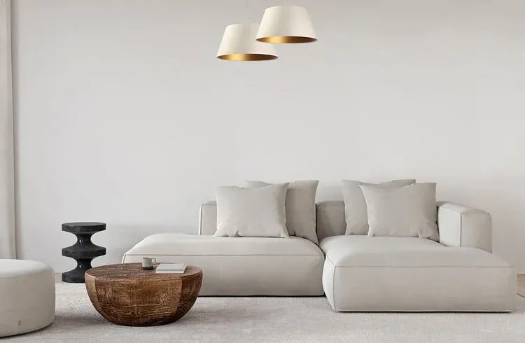 Lampa wisząca dzwon z abażurem ecru - S408 A2-E38