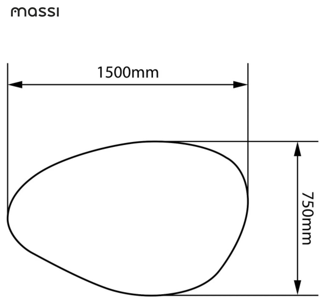 Lustro o nieregularnym kształcie oszlifowane bez ramy podświetlane MISTRAL LED | Różne rozmiary : Kolor tafli szkła - Srebrny, Rozmiar - 150 x 75 cm