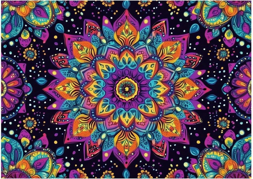 Obraz na szkle - Kalejdoskopowa mandala (70x50 cm)