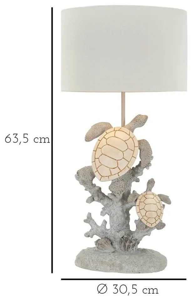 Biało-szara lampa stołowa z tekstylnym kloszem (wysokość 63,5 cm) Turtle – Mauro Ferretti