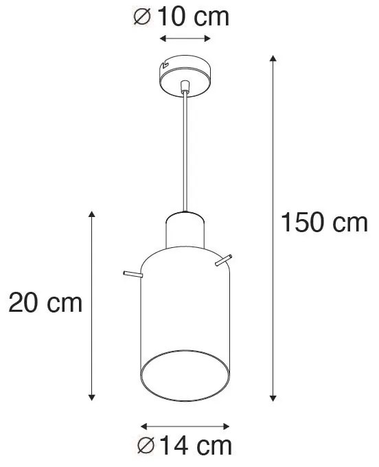 Wisząca lampa vintage czarna z przydymionym szkłem - Vidra Nowoczesny Oswietlenie wewnetrzne