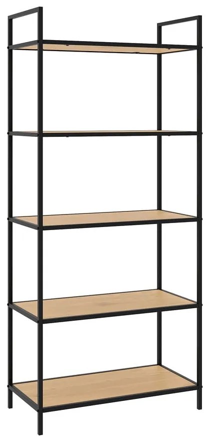 Czarno-naturalny regał w dekorze dębu 70x156x35 cm Altino – Unique Furniture